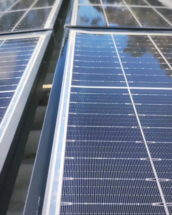 Solar panel after a pure water clean, free of dust and grime